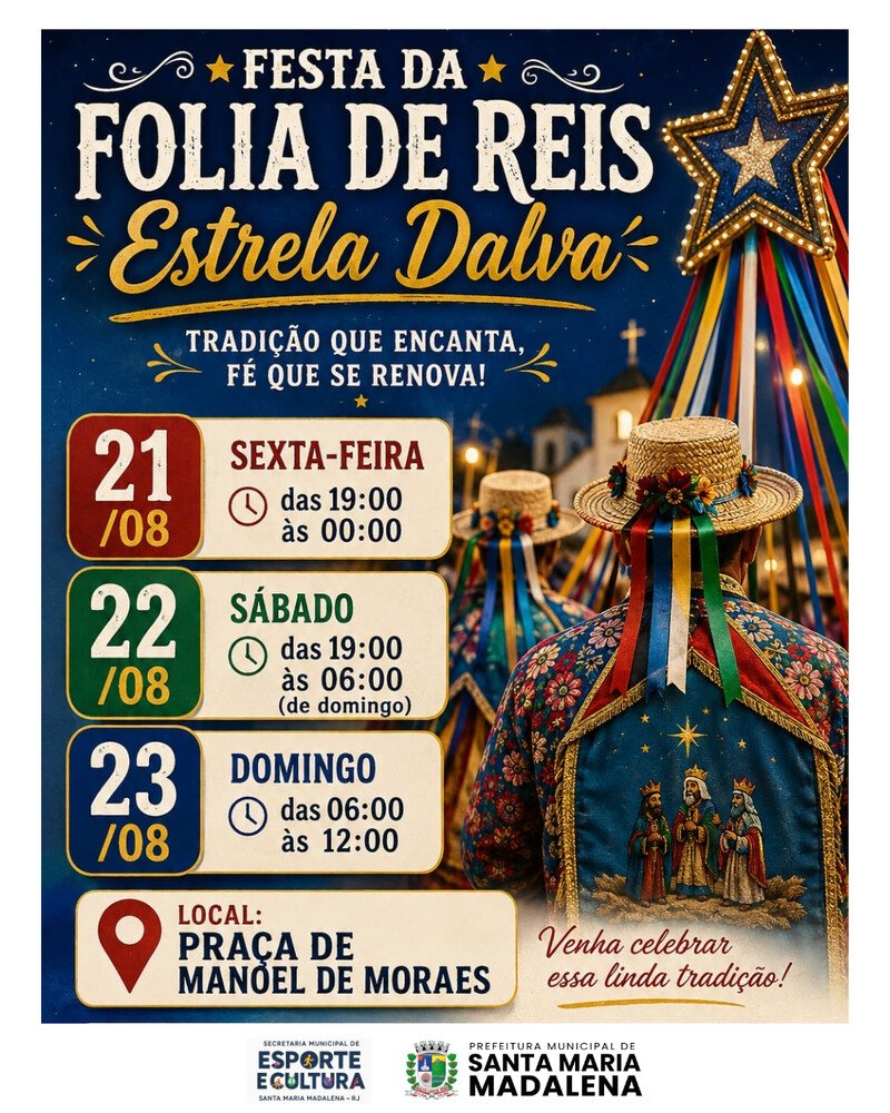 Folia de Reis tem festa em Manoel de Moraes, em Santa Maria Madalena