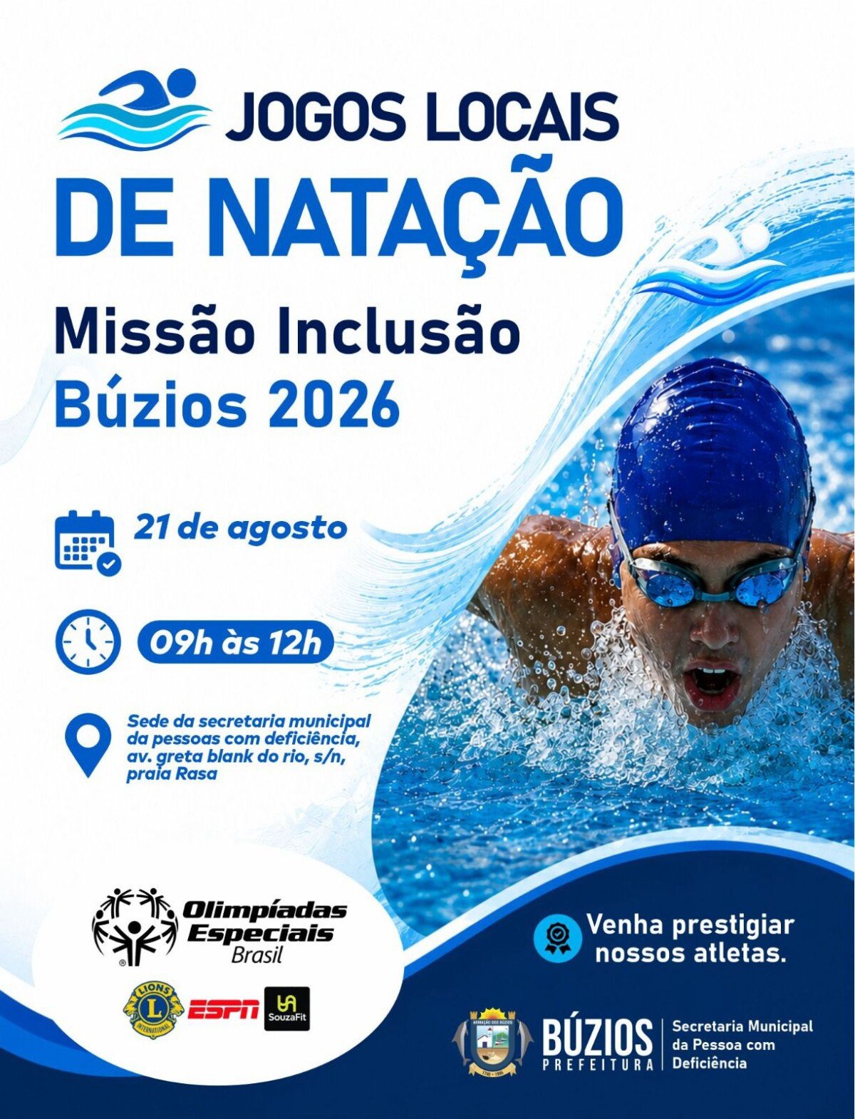 Búzios recebe Jogos Locais de Natação nesta sexta-feira