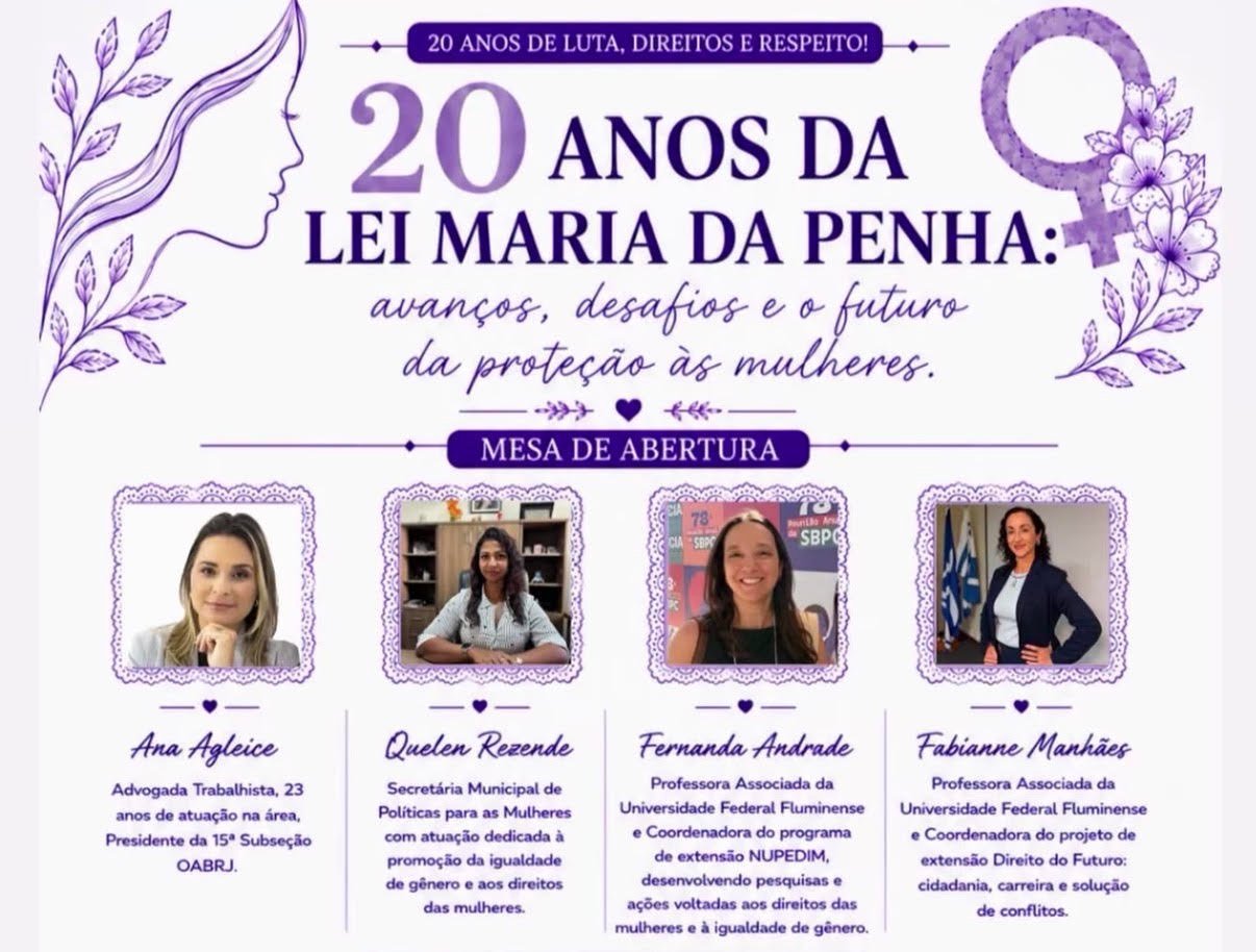 Macaé abre inscrições para debate sobre 20 anos da Lei Maria da Penha