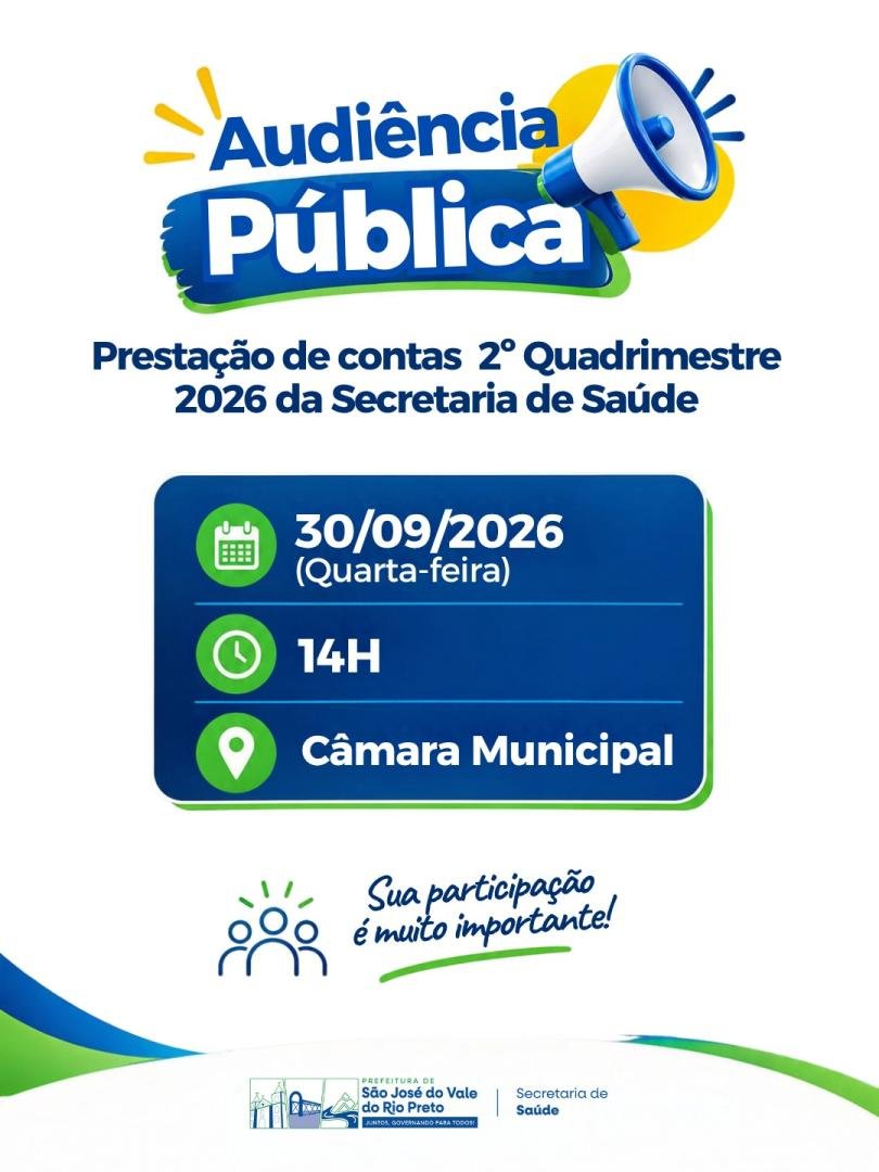 São José do Vale do Rio Preto terá prestação de contas da Saúde no dia 30