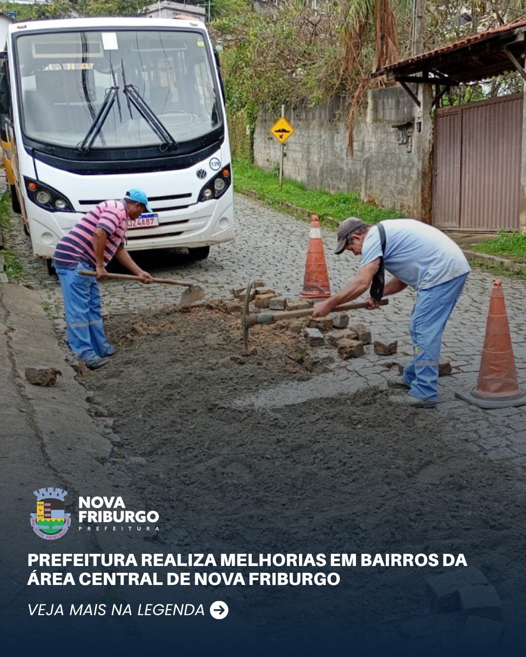 Nova Friburgo recebe reparos de drenagem, calçamento e acessos em bairros da área central