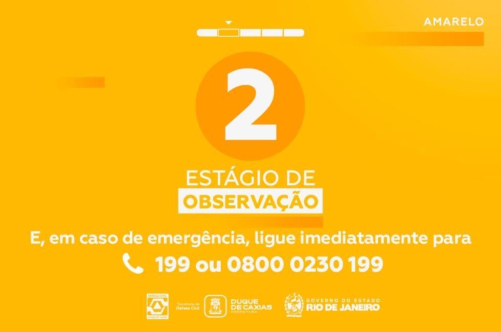 Duque de Caxias entra em estágio de observação por previsão de chuva