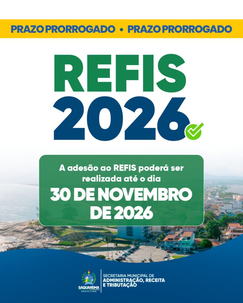 Saquarema prorroga adesão ao REFIS até 30 de novembro