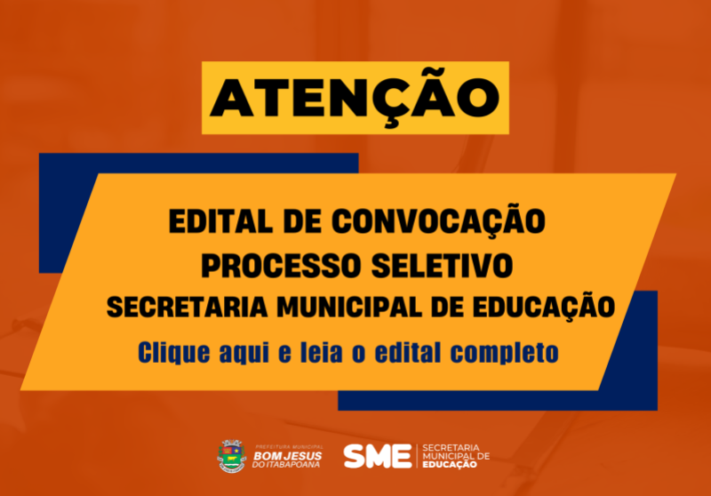 Bom Jesus do Itabapoana convoca aprovados para apoio escolar; documentos serão entregues em 29 e 30/09