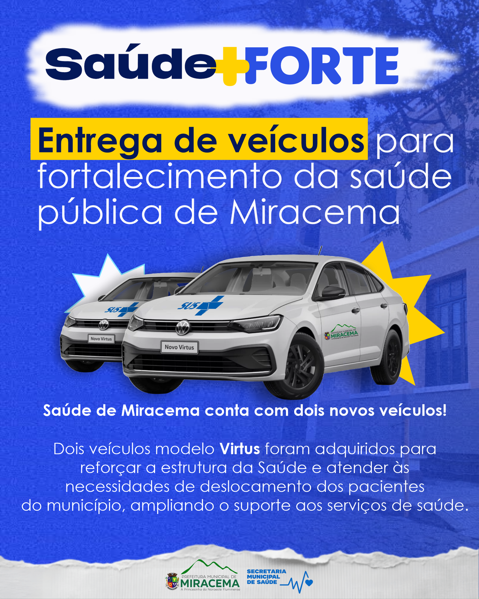 Miracema adquire dois veículos para o deslocamento de pacientes