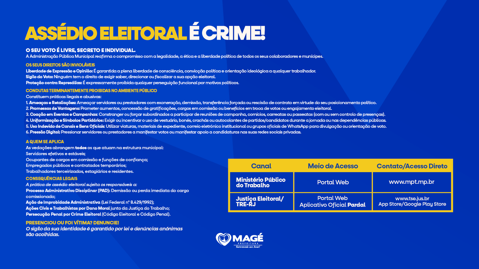 Magé orienta servidores sobre assédio eleitoral e canais de denúncia