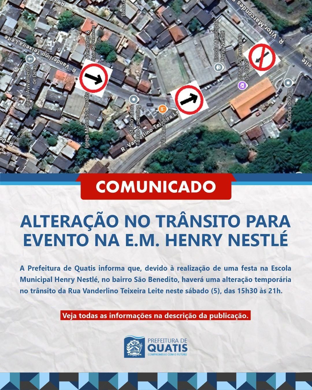 Quatis terá alteração no trânsito para evento na Escola Henry Nestlé
