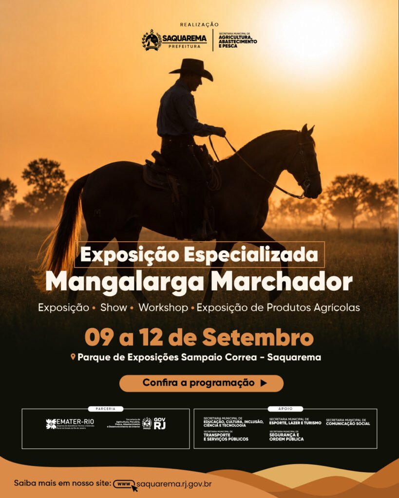 Saquarema recebe exposição Mangalarga Marchador a partir de 9 de setembro