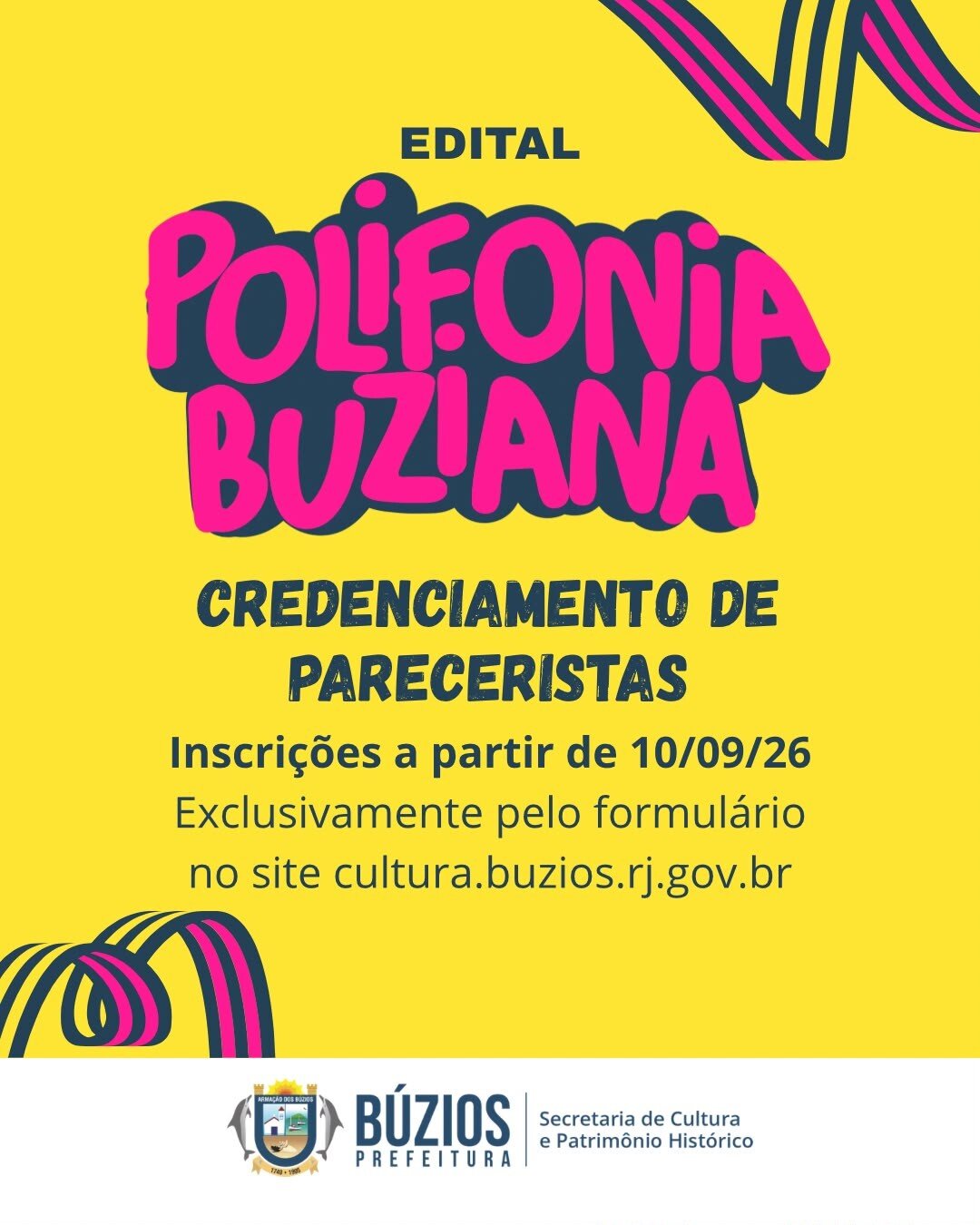 Búzios abre credenciamento de pareceristas para avaliar projetos culturais