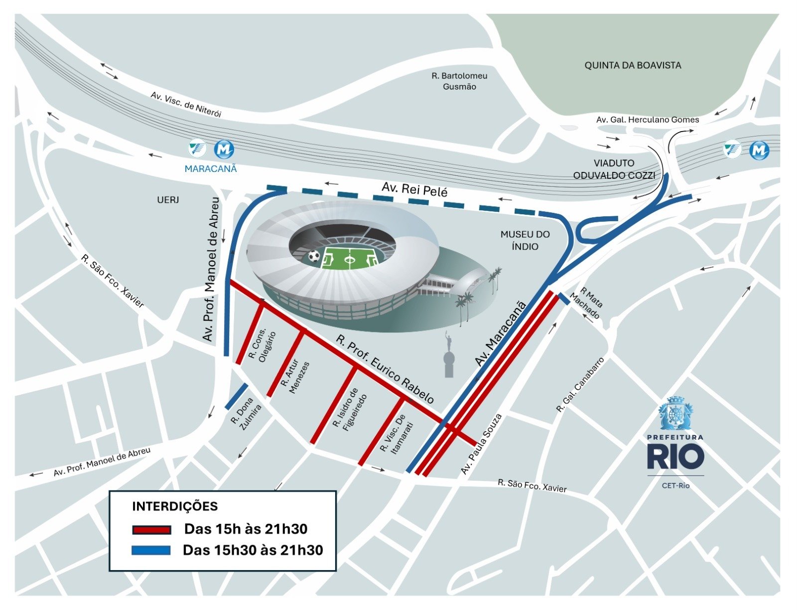 Rio fecha vias no entorno do Maracanã para Flamengo x Corinthians no domingo