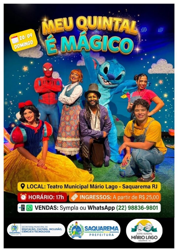 Saquarema recebe peça infantil no Teatro Mário Lago no domingo, com ingressos a partir de R$ 25