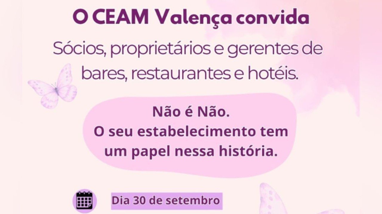 Valença terá encontro para orientar bares e hotéis sobre protocolo de proteção às mulheres
