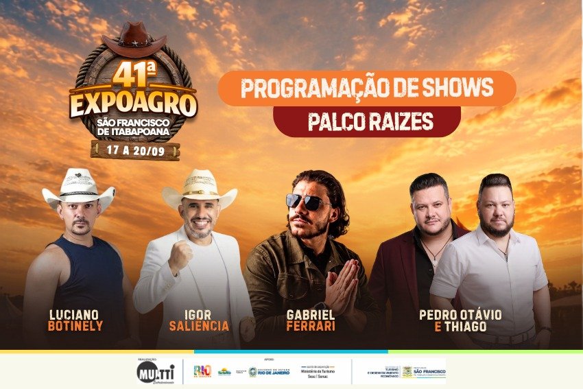 São Francisco de Itabapoana terá shows de artistas locais nos quatro dias da Expoagro