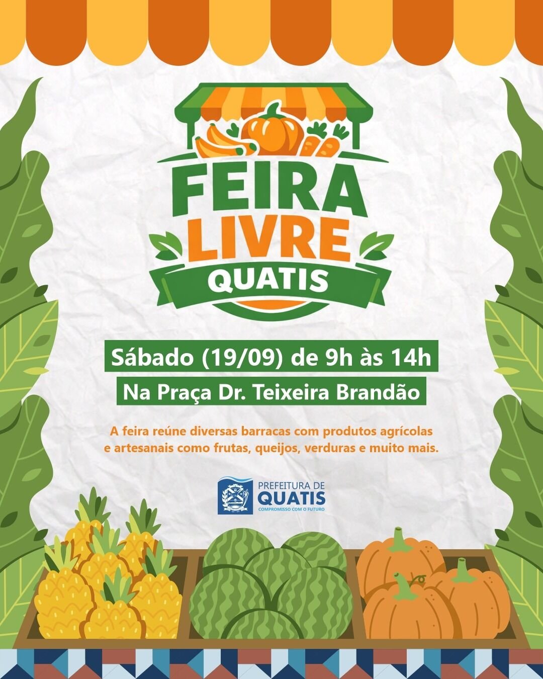 Quatis terá Feira Livre com entrada gratuita neste sábado