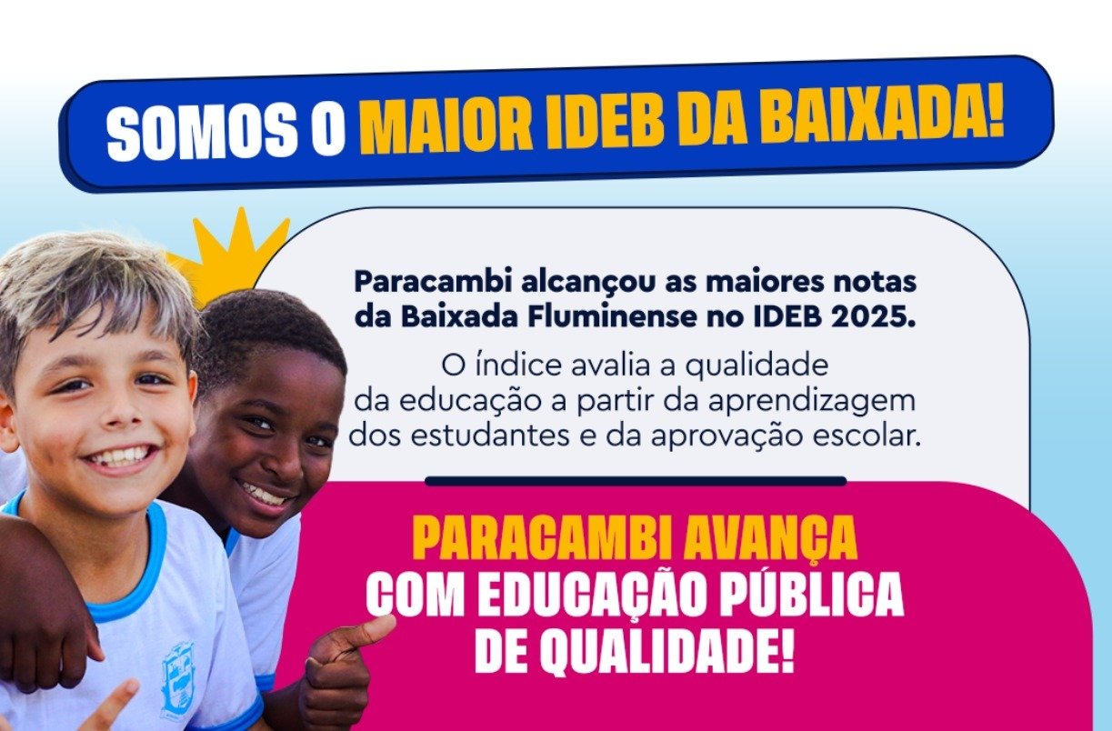 Paracambi registra nota 5,9 no IDEB 2025 nos anos iniciais do Ensino Fundamental
