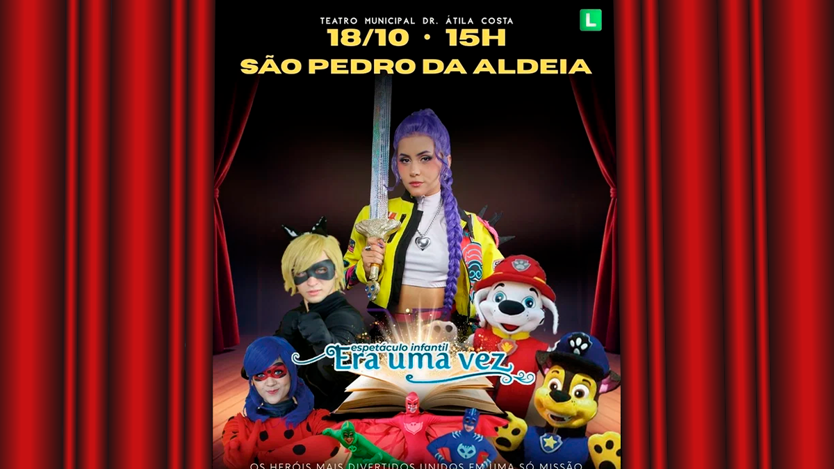 São Pedro da Aldeia recebe espetáculo infantil com Patrulha Canina e Ladybug no domingo