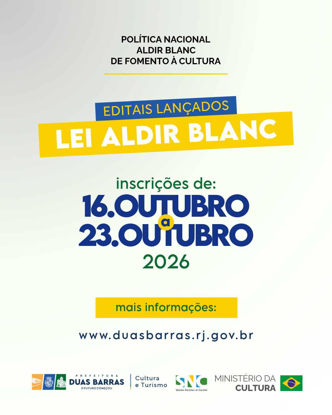 Duas Barras abre inscrições para quatro editais de incentivo à cultura até 23 de outubro