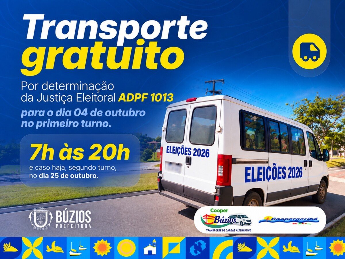 Búzios terá transporte gratuito das 7h às 20h nos dias de votação